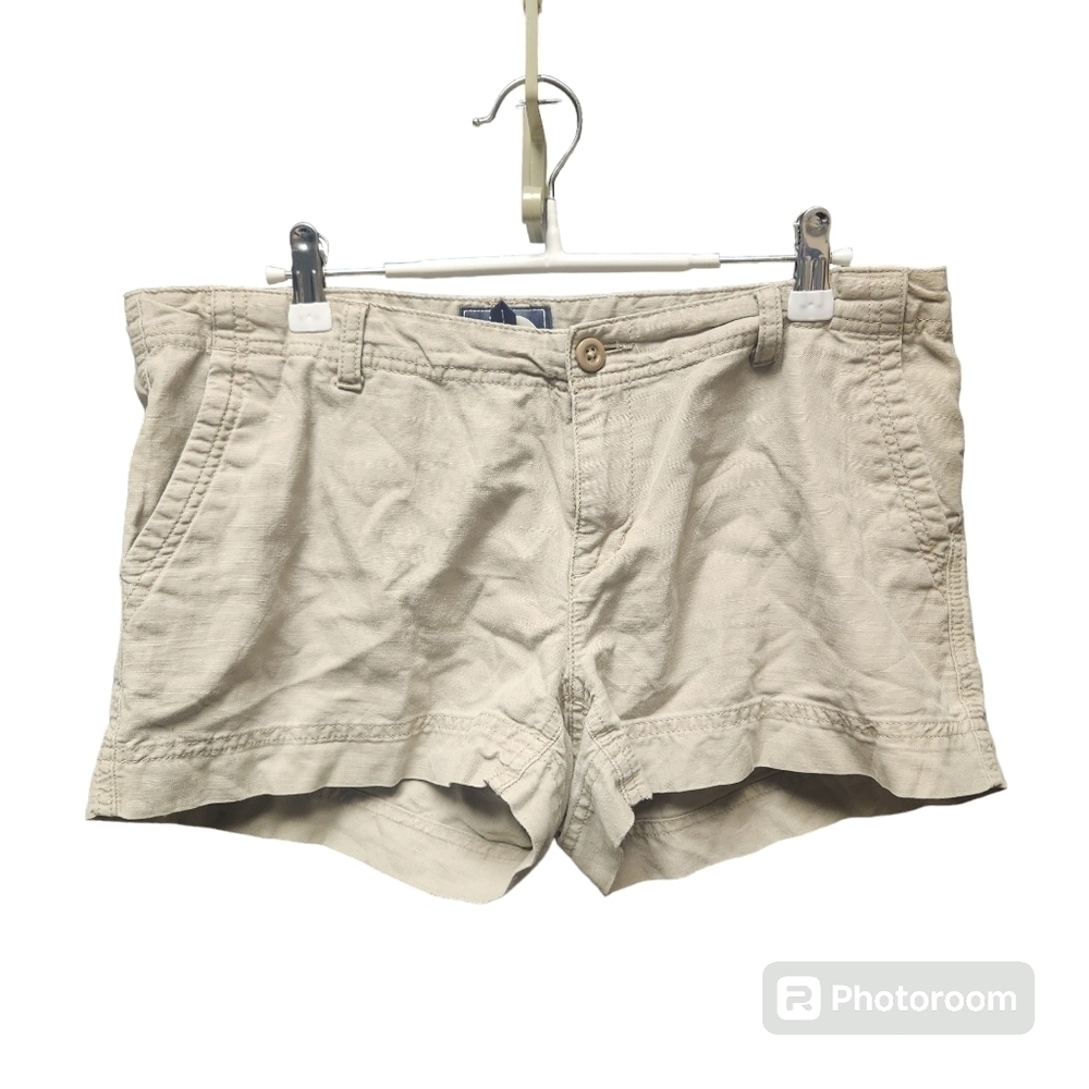 The North Face Linen Blend Casual Shorts Womens Sz 8 Khaki Tan 3" Inseam Chino